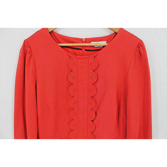 Boden Alexandra Ponte Dress Modest Eyelet Midi Career Holiday Church‎ Red - 14R - Picture 2 of 11